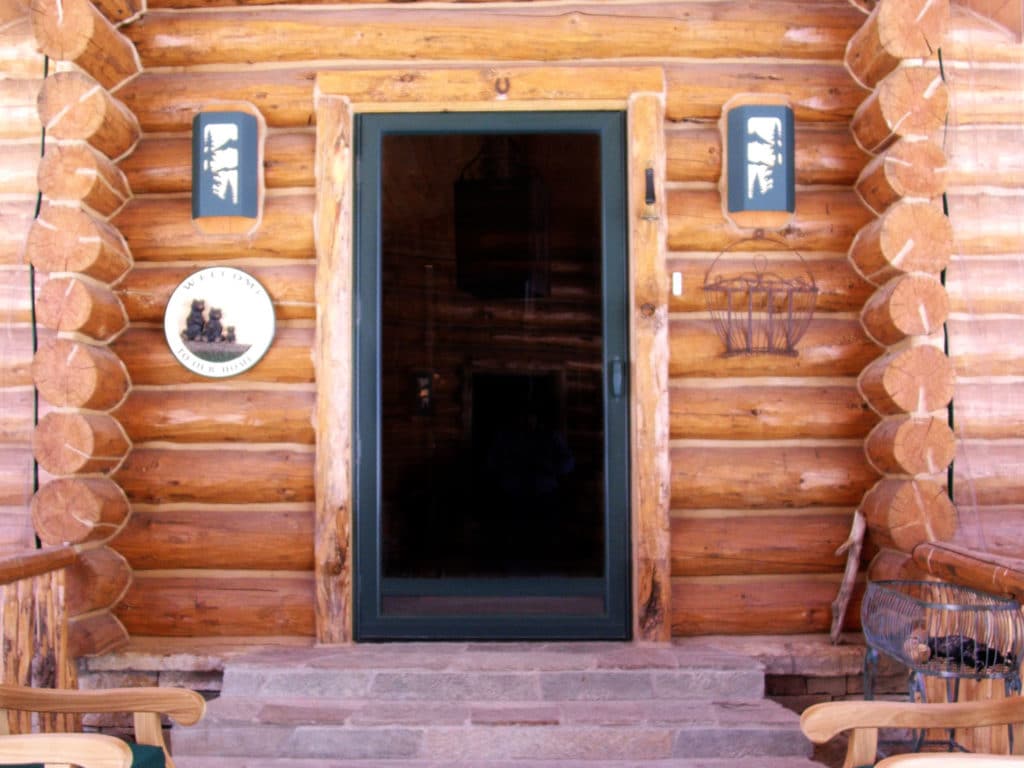 Katz Log Cabin Black Door Frontier Log Homes