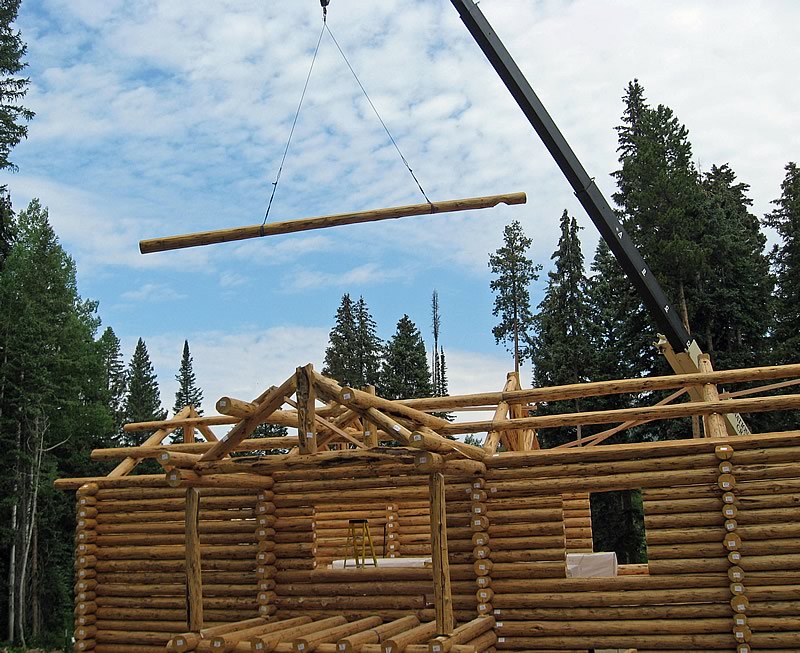 Log Cabin onsite assembly | Frontier Log Homes