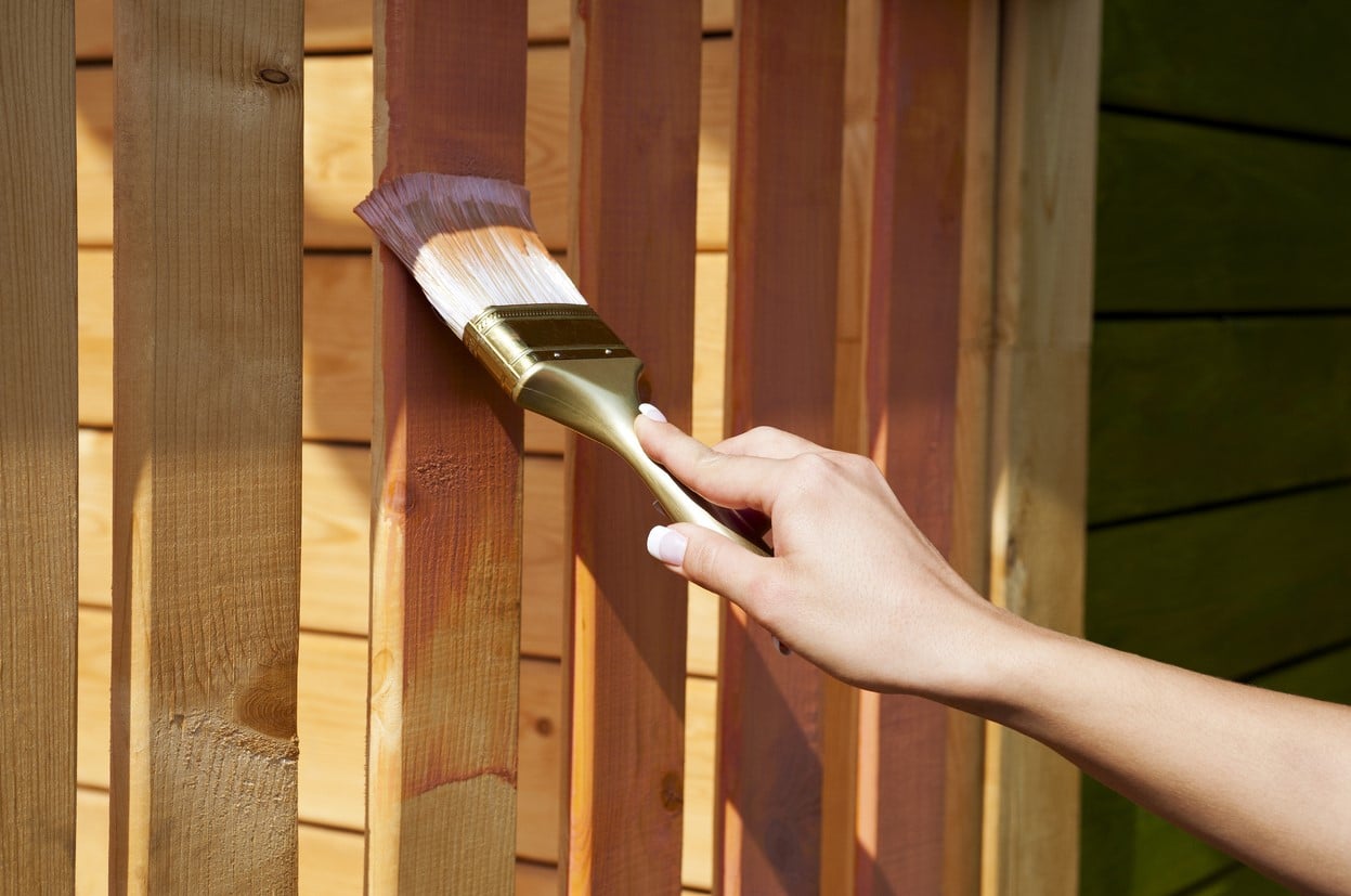 If you want to protect your wooden house from rain, wind, dust, sunlight, humidity, and insects, stain it with water-based or oil-based stain to keep it strong and healthy.