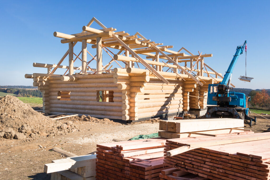 Log Home Kit Under Construction