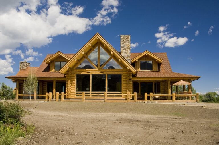 Completed custom log home built by Frontier Log Homes, Montrose Colorado — photo 2