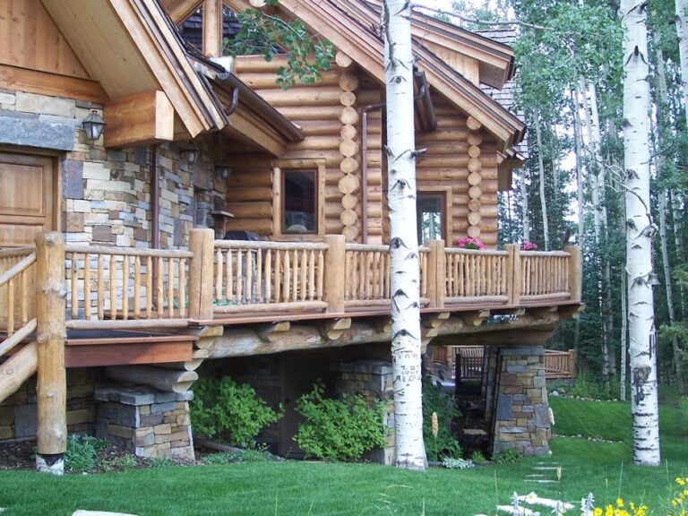 Completed custom log home built by Frontier Log Homes, Montrose Colorado — photo 12