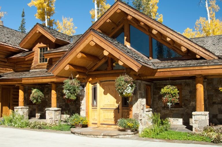 Completed custom log home built by Frontier Log Homes, Montrose Colorado — photo 15