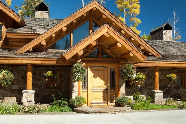 Completed custom log home built by Frontier Log Homes, Montrose Colorado — photo 19