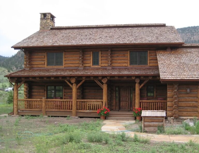 Completed custom log home built by Frontier Log Homes, Montrose Colorado — photo 25