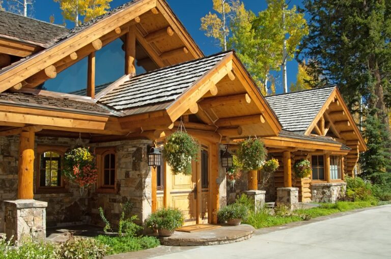 Completed custom log home built by Frontier Log Homes, Montrose Colorado — photo 28