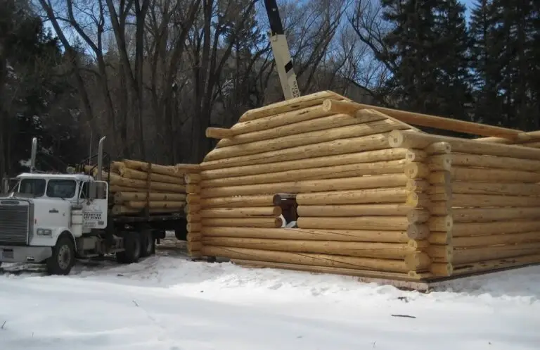 Custom log home under construction by Frontier Log Homes general contractor — photo 56