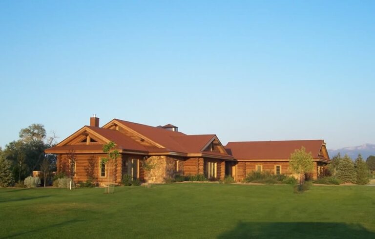 Completed custom log home built by Frontier Log Homes, Montrose Colorado — photo 37