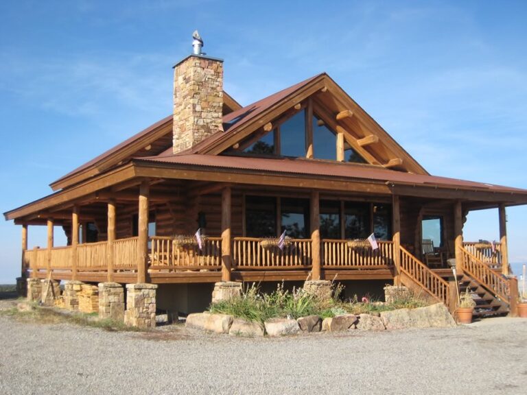 Completed custom log home built by Frontier Log Homes, Montrose Colorado — photo 41
