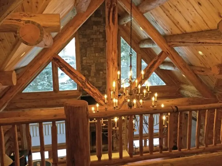 Timber frame homes — handcrafted log truss and beams by Frontier Log Homes