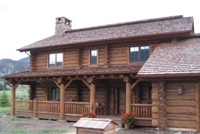 Completed custom log home built by Frontier Log Homes, Montrose Colorado — photo 48