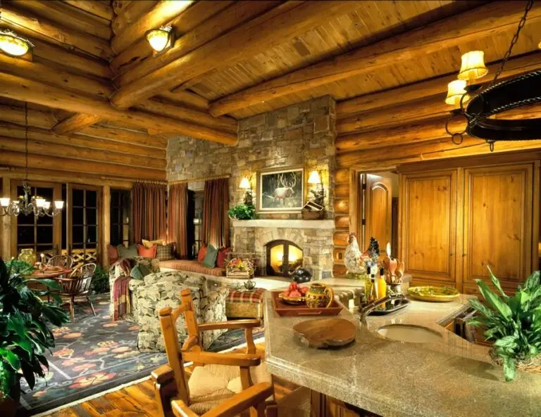 Log home kitchen and dining area in a custom build — photo 33