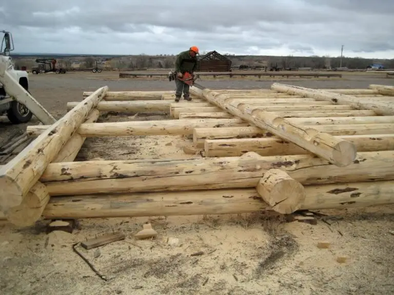 Custom log home under construction by Frontier Log Homes general contractor — photo 79