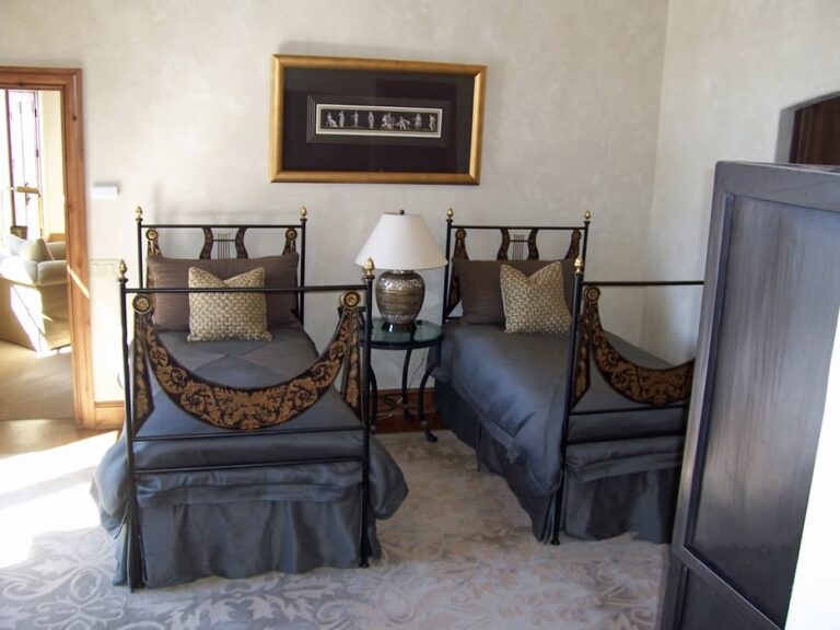 Log cabin bedroom in a custom log home — photo 20