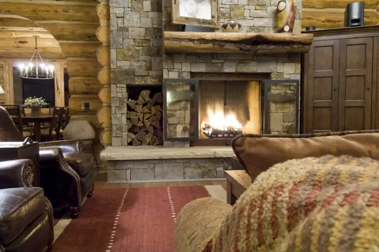 Log cabin interior of a handcrafted custom log home — photo 42