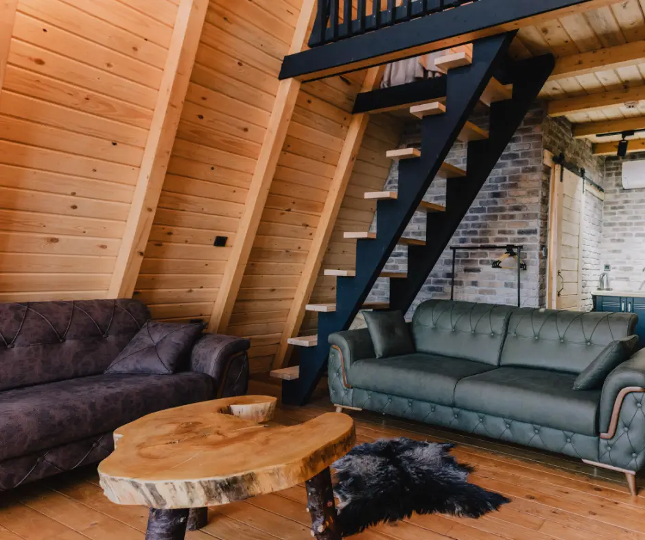 Cost to build a log cabin shown during framing of a log shell